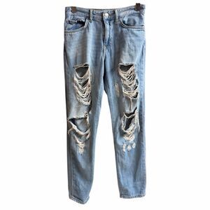 Forever 21 Los Angeles Waist 25 Distressed Thrashed Skinny Jeans Light Wash